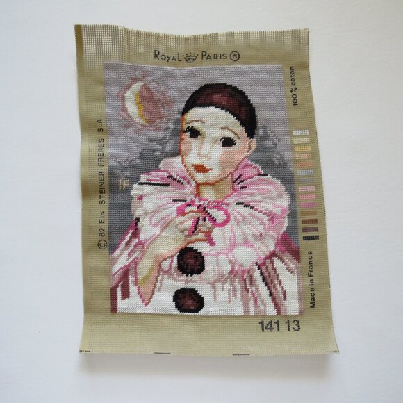 Pierrot Royal Paris Steiner Freres #14113 Vintage French Needlepoint Completed - Picture 1 of 5